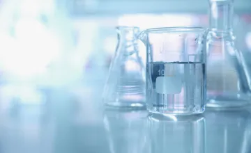 beakers in a lab
